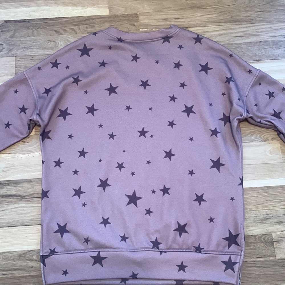 Star Patterned Crewneck Pullover Drop Shoulder Long Sleeve Sweatshirt Women’s S - Picture 12 of 12